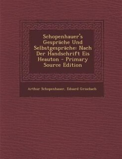 Front cover_Schopenhauer's Gespräche Und Selbstgespräche