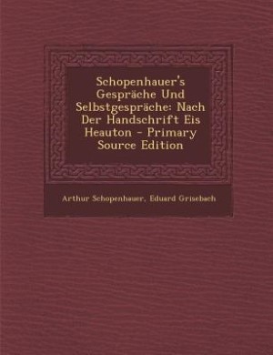 Front cover_Schopenhauer's Gespräche Und Selbstgespräche