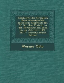 Front cover_Geschichte des herzoglich Braunschweigischen Infanterie Regiments Nr. 92