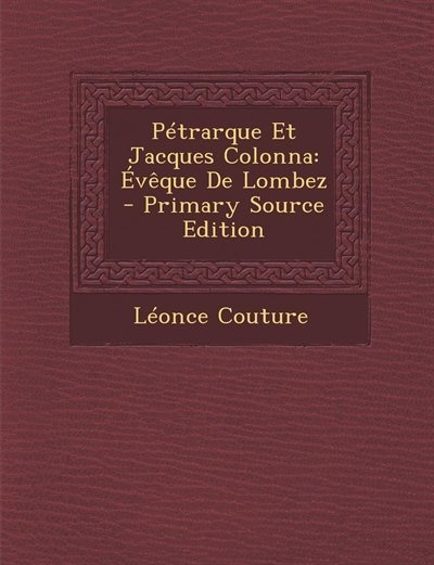 Front cover_Pétrarque Et Jacques Colonna