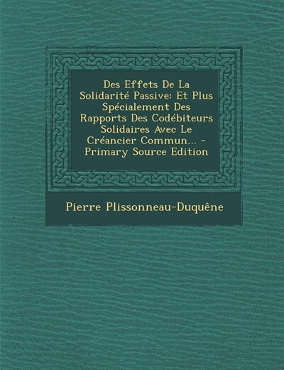 Couverture_Des Effets De La Solidarit&eacute; Passive