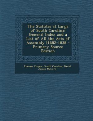 Front cover_The Statutes at Large of South Carolina