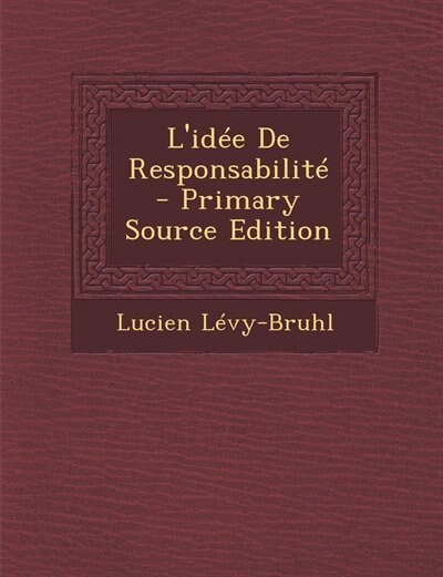 Couverture_L'idée De Responsabilité