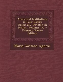 Couverture_Analytical Institutions in Four Books