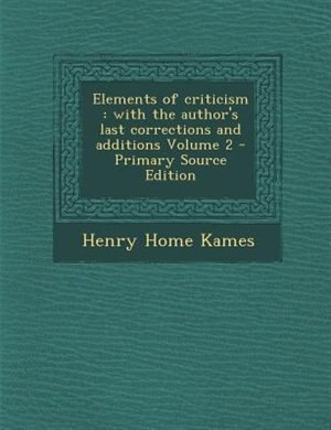Front cover_Elements of criticism