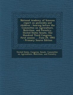Couverture_National Academy of Sciences report on pesticides and children