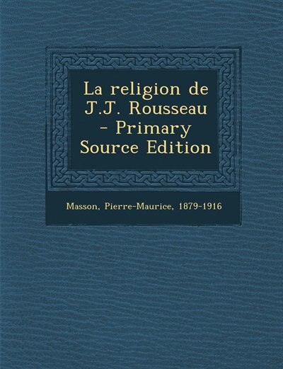 Front cover_La religion de J.J. Rousseau