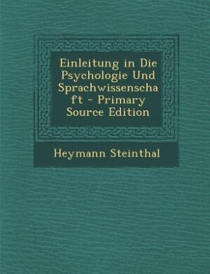 Front cover_Einleitung in Die Psychologie Und Sprachwissenschaft