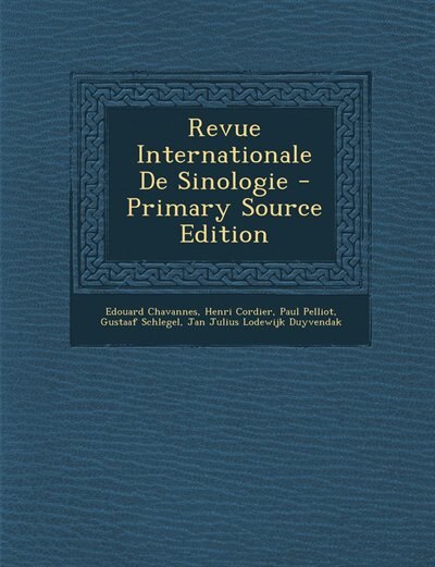 Front cover_Revue Internationale De Sinologie - Primary Source Edition