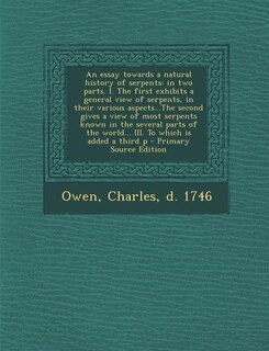 Front cover_An essay towards a natural history of serpents