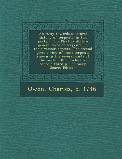 Front cover_An essay towards a natural history of serpents