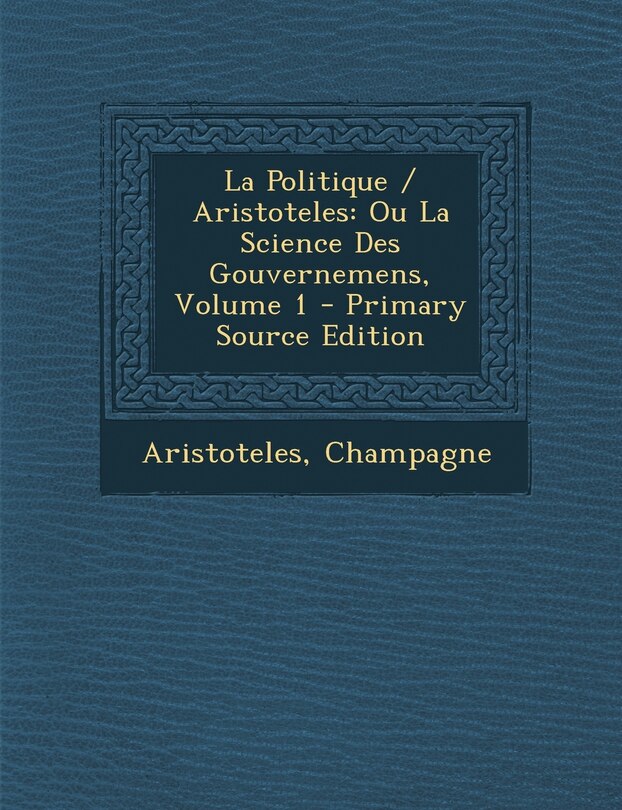 Front cover_La Politique / Aristoteles