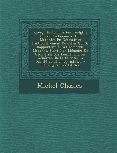 Couverture_Aperçu Historique Sur L'origine Et Le Développment Des Méthodes En Géométrie