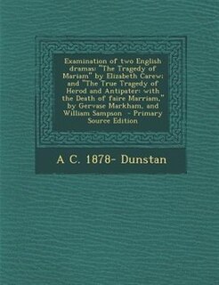 Front cover_Examination of two English dramas