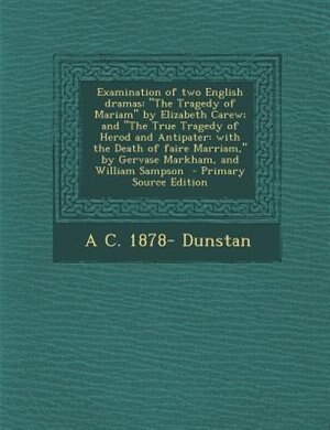 Front cover_Examination of two English dramas