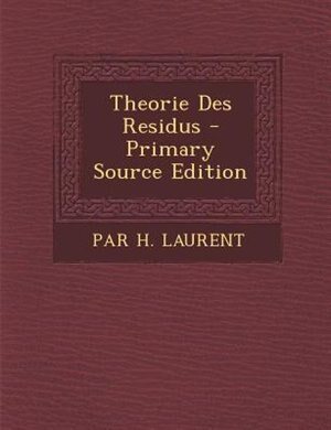 Front cover_Theorie Des Residus