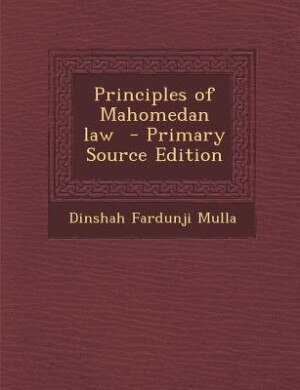 Front cover_Principles of Mahomedan law
