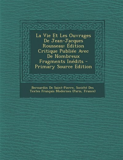 Front cover_La Vie Et Les Ouvrages De Jean-Jacques Rousseau