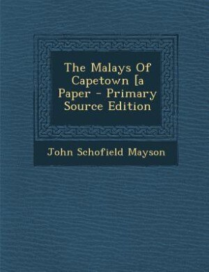 Couverture_The Malays Of Capetown [a Paper