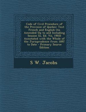 Front cover_Code of Civil Procedure of the Province of Quebec