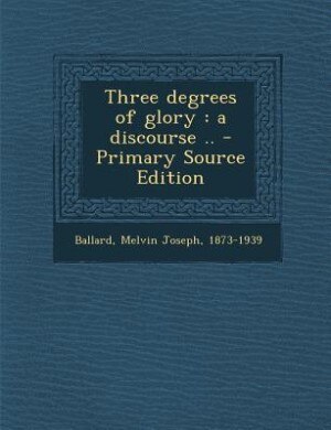Couverture_Three degrees of glory