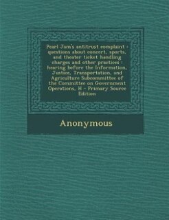 Front cover_Pearl Jam's antitrust complaint