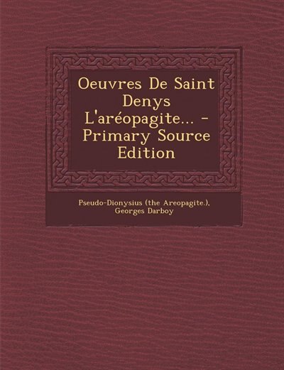 Front cover_Oeuvres De Saint Denys L'aréopagite...