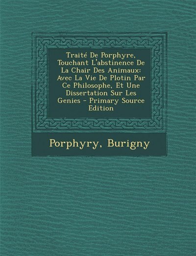 Front cover_Traité De Porphyre, Touchant L'abstinence De La Chair Des Animaux