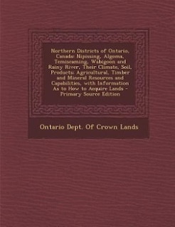 Front cover_Northern Districts of Ontario, Canada