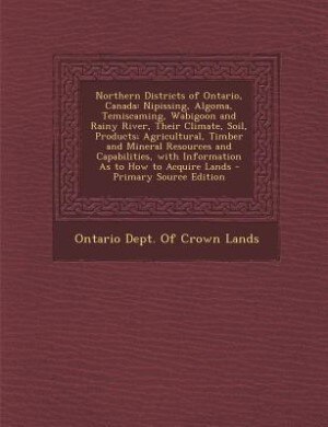 Front cover_Northern Districts of Ontario, Canada