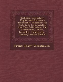 Couverture_Technical Vocabulary, English and Germnan
