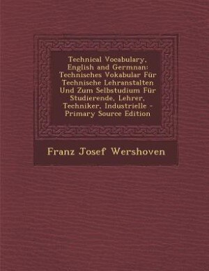 Couverture_Technical Vocabulary, English and Germnan