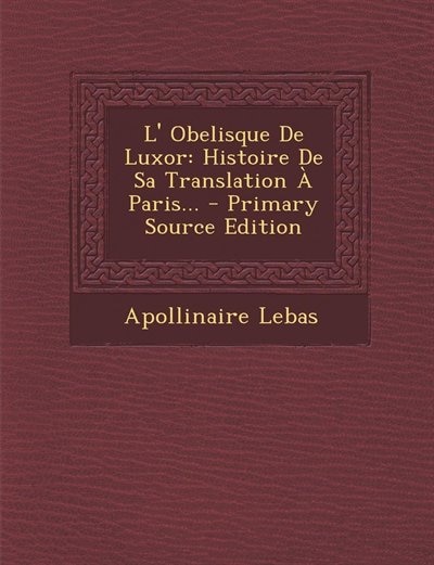 Couverture_L' Obelisque De Luxor