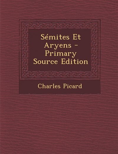 Front cover_Sémites Et Aryens