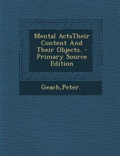 Front cover_Mental ActsTheir Content And Their Objects.