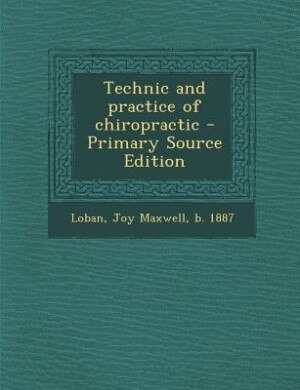 Couverture_Technic and practice of chiropractic