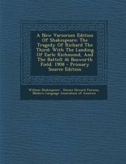 Front cover_A New Variorum Edition Of Shakespeare