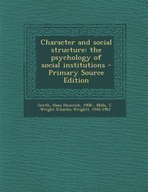Front cover_Character and social structure