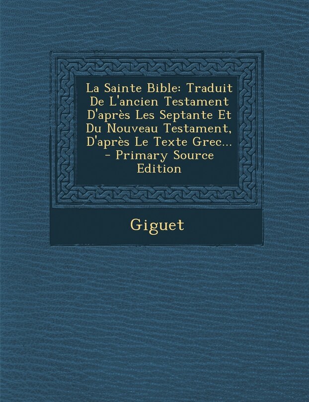 Front cover_La Sainte Bible
