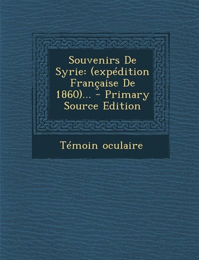 Front cover_Souvenirs De Syrie