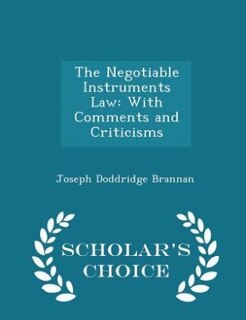 Front cover_The Negotiable Instruments Law