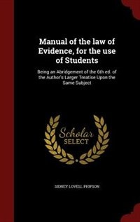 Couverture_Manual of the law of Evidence, for the use of Students