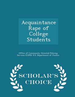Couverture_Acquaintance Rape of College Students - Scholar's Choice Edition