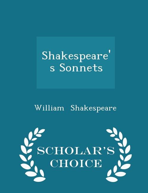 Couverture_Shakespeare's Sonnets - Scholar's Choice Edition