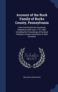 Couverture_Account of the Buck Family of Bucks County, Pennsylvania