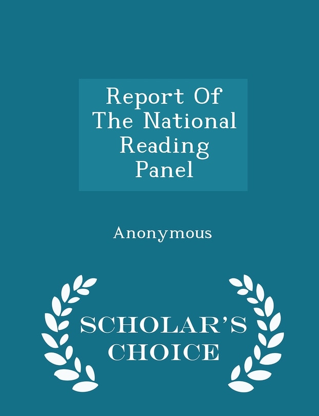 Couverture_Report Of The National Reading Panel - Scholar's Choice Edition