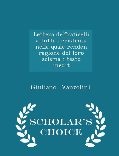 Front cover_Lettera de'fraticelli a tutti i cristiani