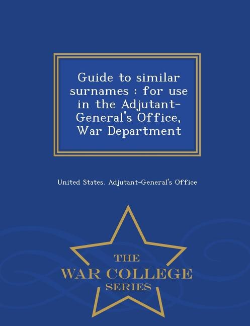 Front cover_Guide to similar surnames