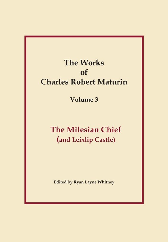 Front cover_The Milesian Chief, Works of Charles Robert Maturin, Vol. 3