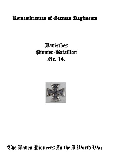 Couverture_Remembrances of German Regiments, Baden Pioneer Battalion Nr. 14